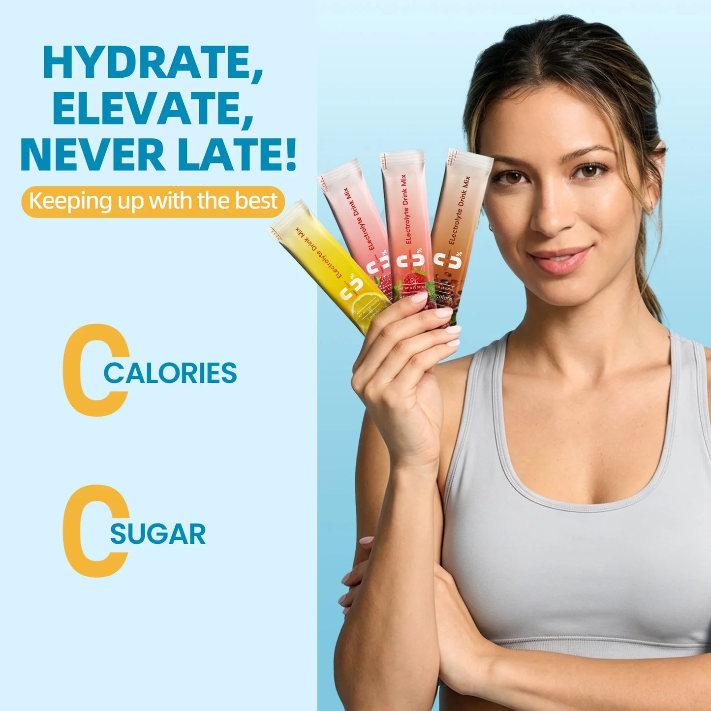 BBEEAAUU Sugar Free & 0 Calories Electrolyte Powder Mixture Electrolyte Drinks Quickly Hydrate Provide Endurance & Energy Support