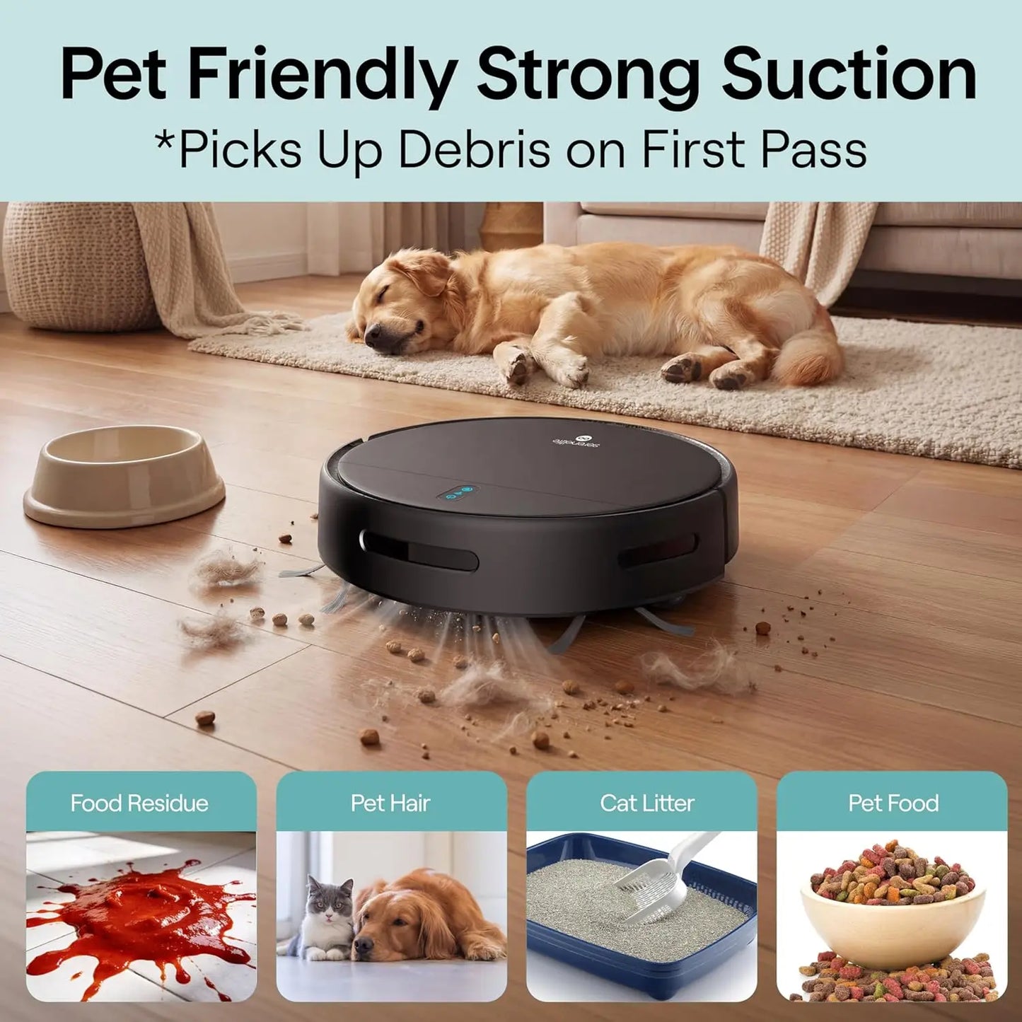 Automatic Robot Vacuum Cleaner and Mop Combo, App Control, 3 Cleaning Modes, Smart Anti-Fall Sensors