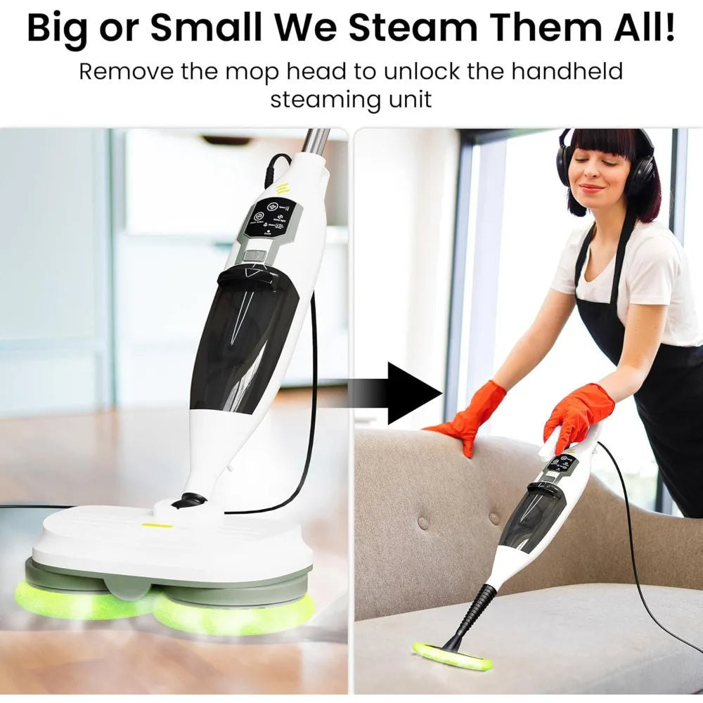 Electric Steam Mop – 15-in-1 Detachable Floor Scrubber with 3 Steam Modes – Electric Mop for Hardwood Floors