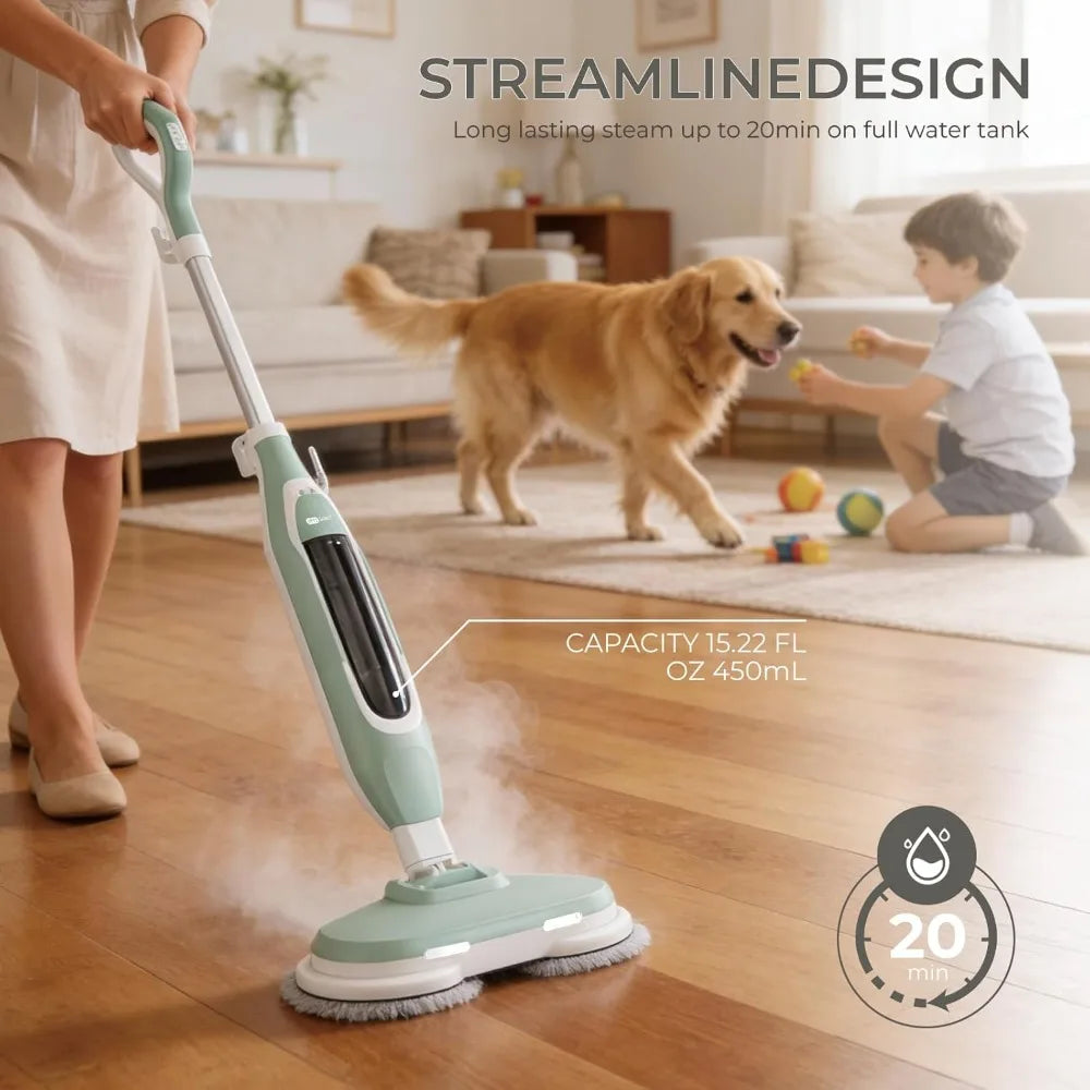 Apical Life Steam & Scrub Steam Mop, All-in-One Scrubbing and Sanitizing Hard Floor Cleaner, LED Headlights