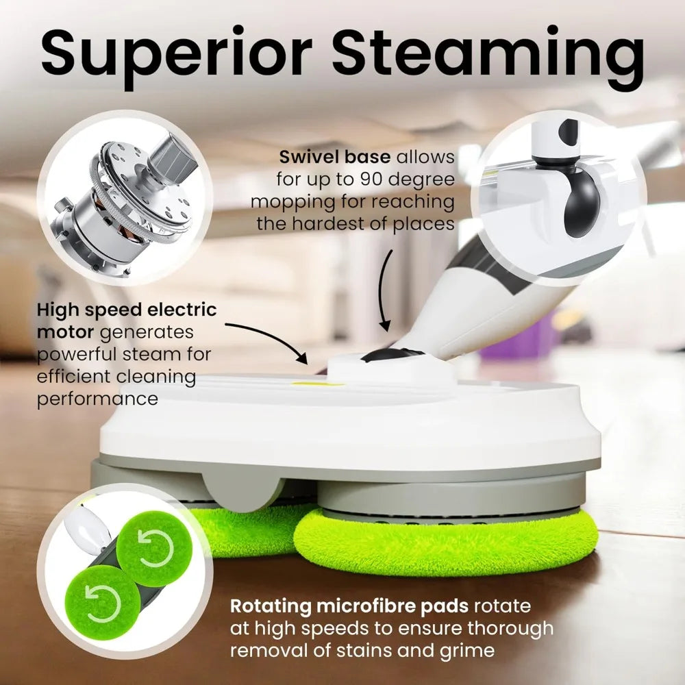 Electric Steam Mop – 15-in-1 Detachable Floor Scrubber with 3 Steam Modes – Electric Mop for Hardwood Floors