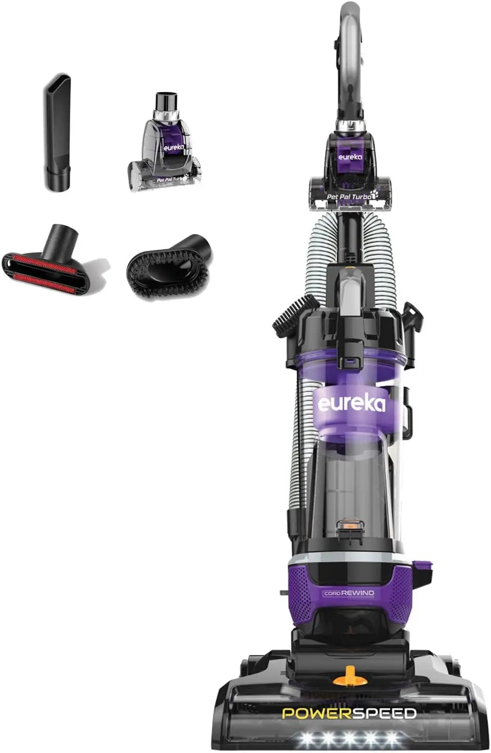 PowerSpeed NEU202 Upright Vacuum Cleaner Lightweight Powerful Carpet And Floor Cleaning Purple with Automatic Cord Rewind