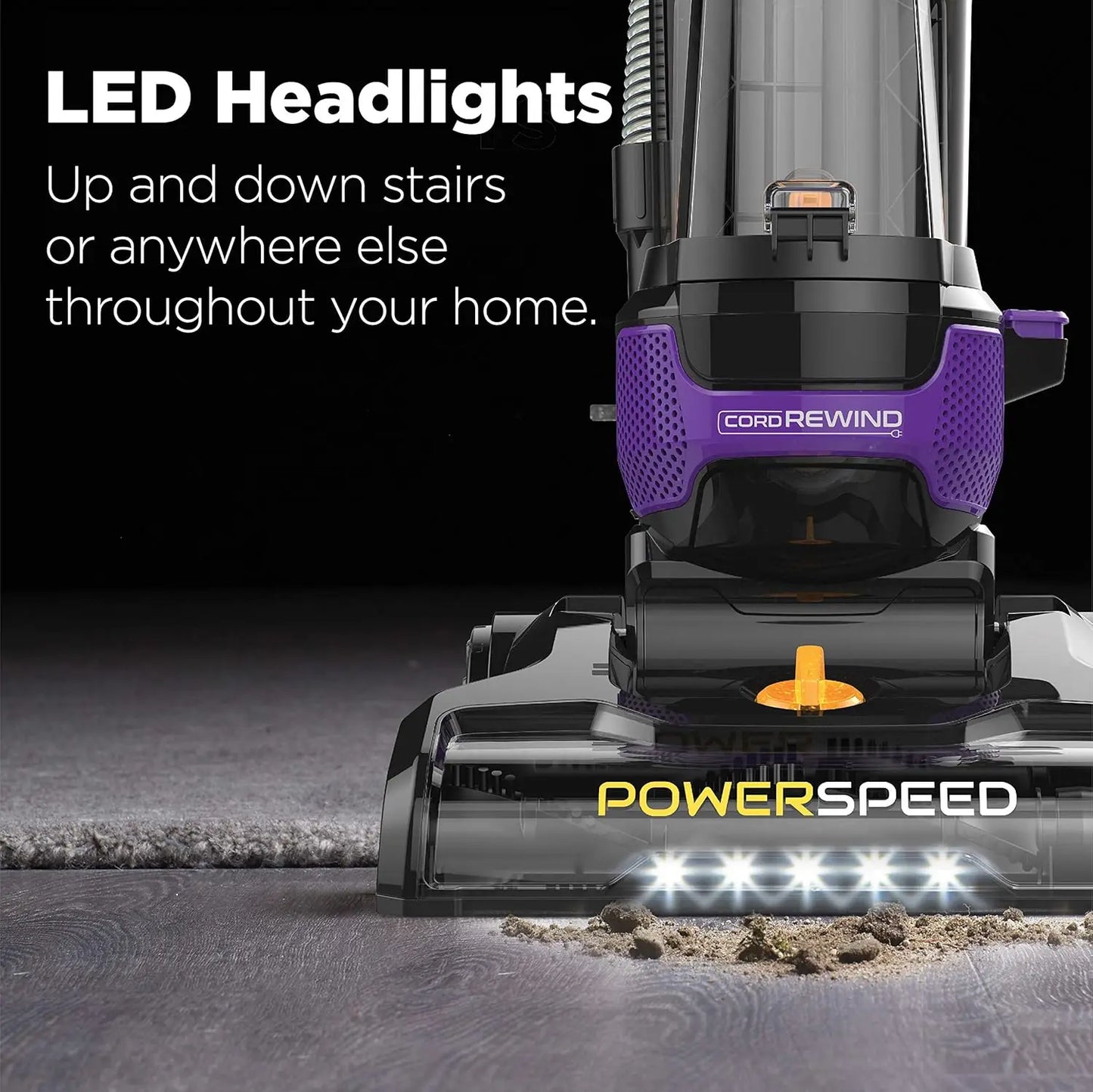 PowerSpeed NEU202 Upright Vacuum Cleaner Lightweight Powerful Carpet And Floor Cleaning Purple with Automatic Cord Rewind