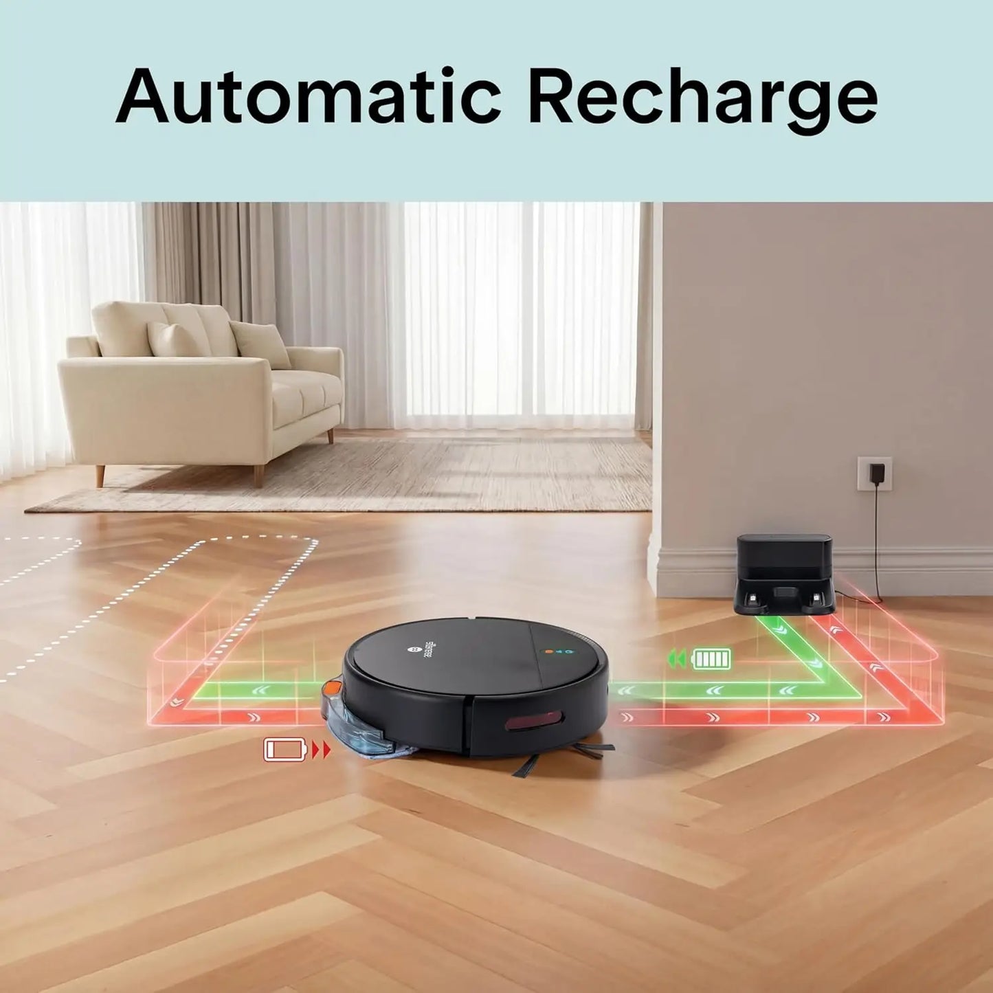 Automatic Robot Vacuum Cleaner and Mop Combo, App Control, 3 Cleaning Modes, Smart Anti-Fall Sensors