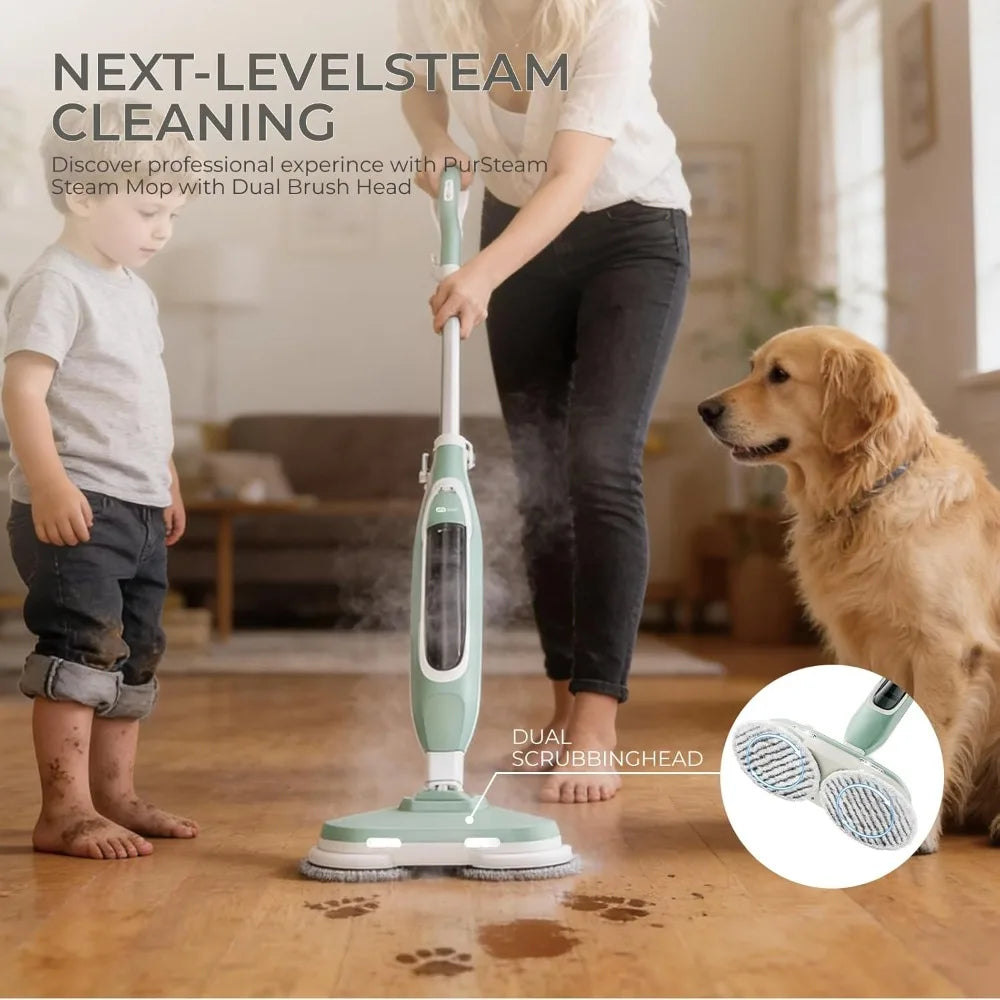 Apical Life Steam & Scrub Steam Mop, All-in-One Scrubbing and Sanitizing Hard Floor Cleaner, LED Headlights
