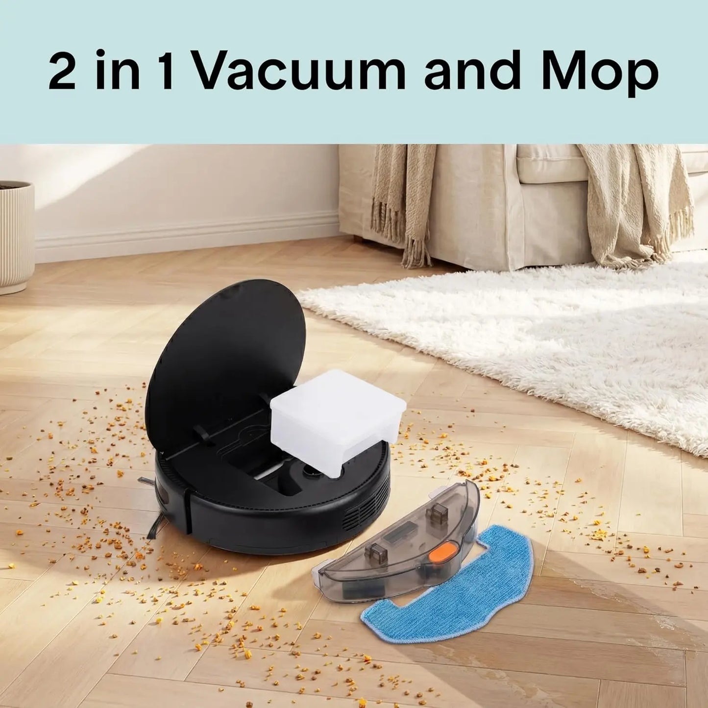 Automatic Robot Vacuum Cleaner and Mop Combo, App Control, 3 Cleaning Modes, Smart Anti-Fall Sensors